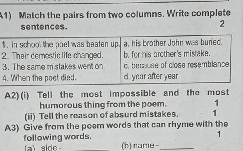 Match The Pairs Of Sentences