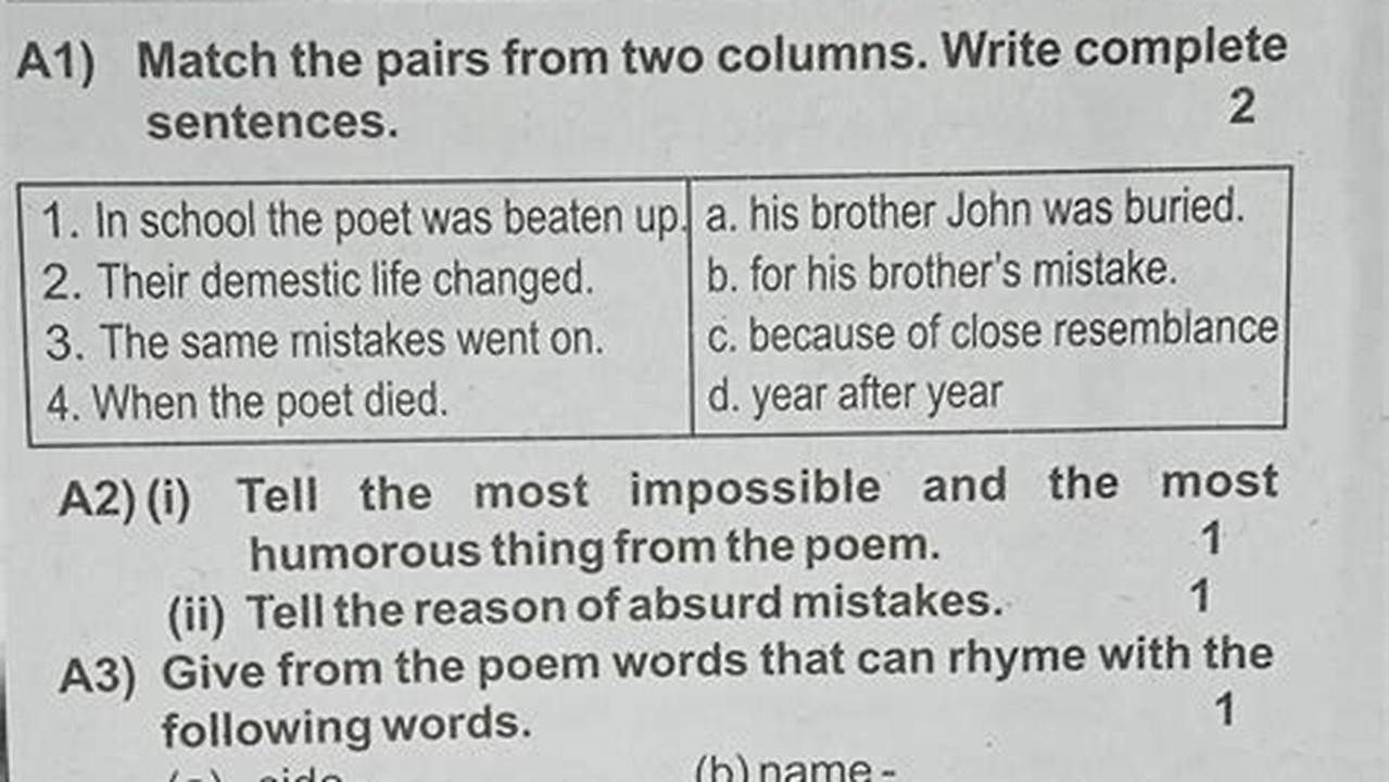 Match The Pairs Of Sentences