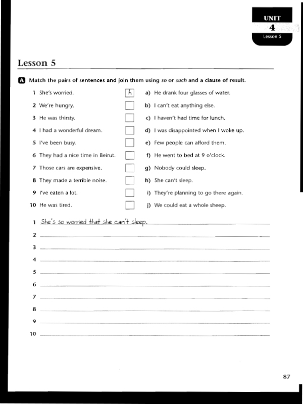 Match the pairs of sentences (ياسر الربيعي) Lesson 5th student book خامس اعدادي المنهج