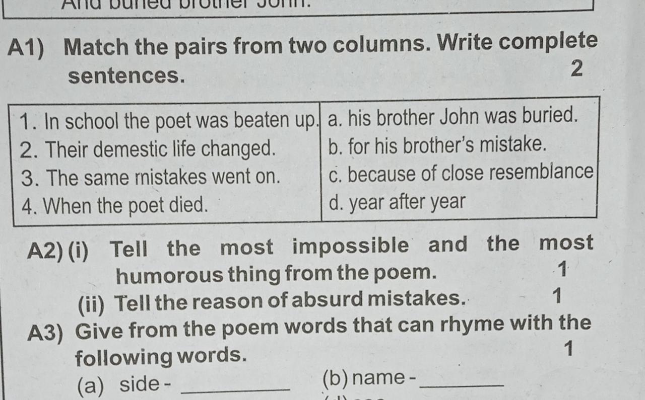 A1) Match the pairs from two columns. Write complete sentences.21. In s..
