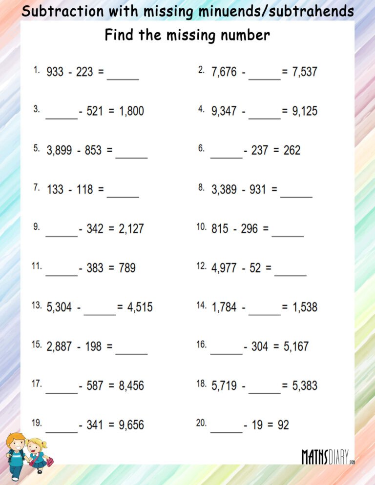 Addition and Subtraction Math Worksheets