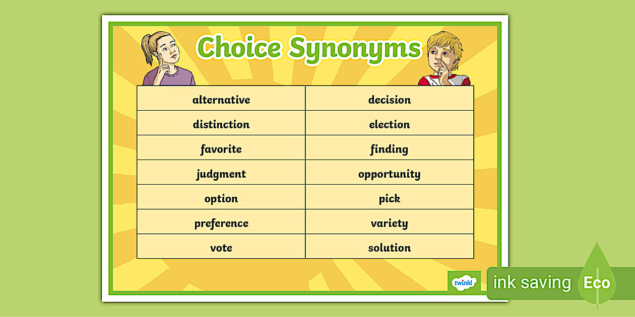 Choice Synonyms Word Mat (TeacherMade) Twinkl