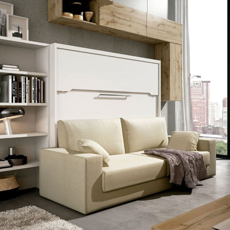 Cama abatible horizontal con sofá